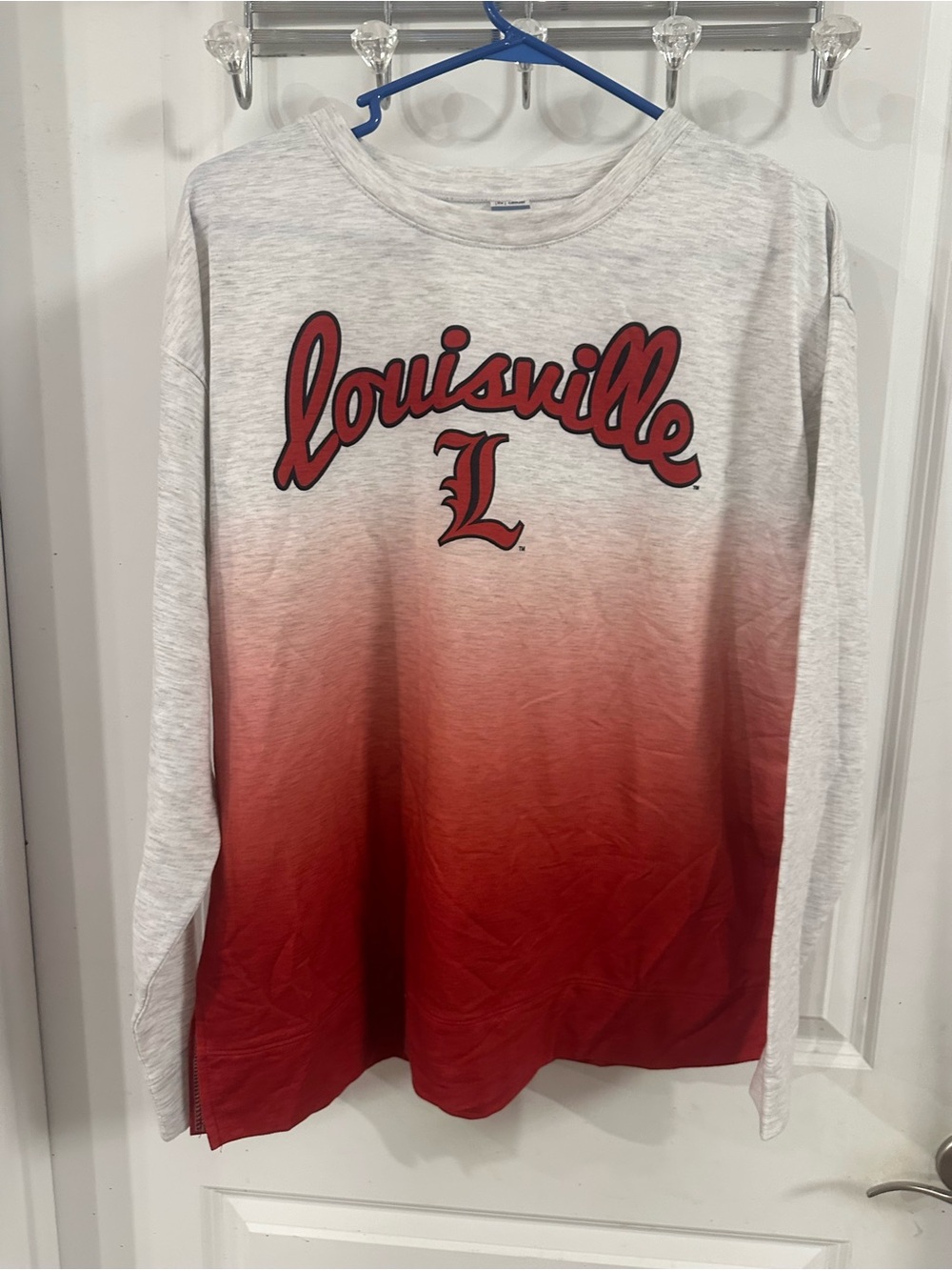 Source Unknown Gray to Red Ombre "Louisville" Long-Sleeve Sweatshirt